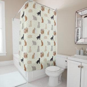 Cats and Dots Shower Curtain