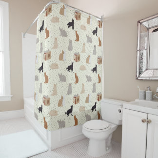 Cats and Dots Shower Curtain