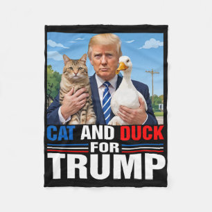 Cats And Ducks For Trump 2024 Cats Ducks For Presi Fleece Blanket