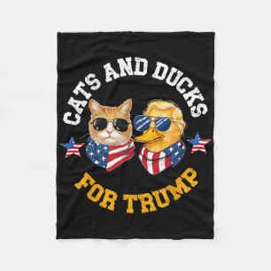 Cats And Ducks For Trump 2024 Fleece Blanket