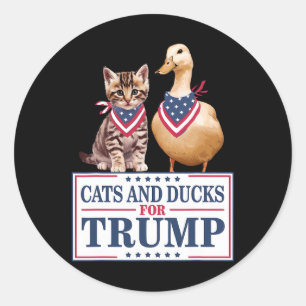 Cats And Ducks For Trump 2024 Kittens And Ducks Fo Classic Round Sticker