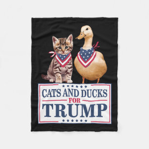 Cats And Ducks For Trump 2024 Kittens And Ducks Fo Fleece Blanket