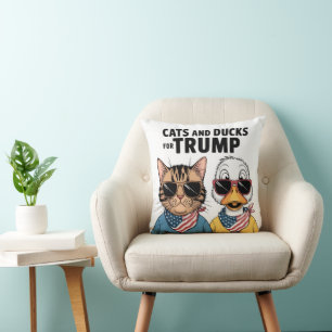 Cats And Ducks For Trump President, Trump Cushion