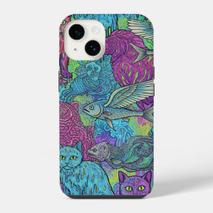 Cats and fish-birds by Natasha Us iPhone 14 Case