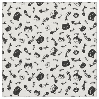 cats and fishbone fabric