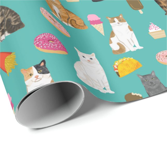 Cats and food cute pattern wrapping paper (Roll Corner)