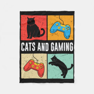 Cats And Gaming For The Cat Lover Gamer Video Game Fleece Blanket
