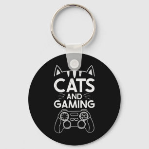 Cats And Gaming Funny Cat Lover Gaming Gift Gamer Key Ring