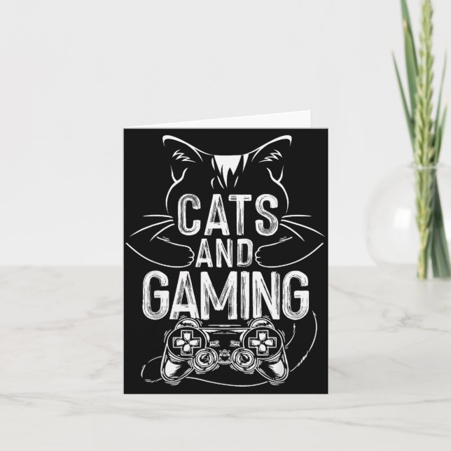Cats And Gaming Funny For Gamer, Cat Lover, Cat Mo Card (Front)