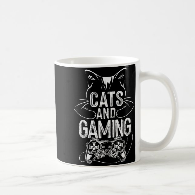 Cats And Gaming Funny For Gamer, Cat Lover, Cat Mo Coffee Mug (Right)