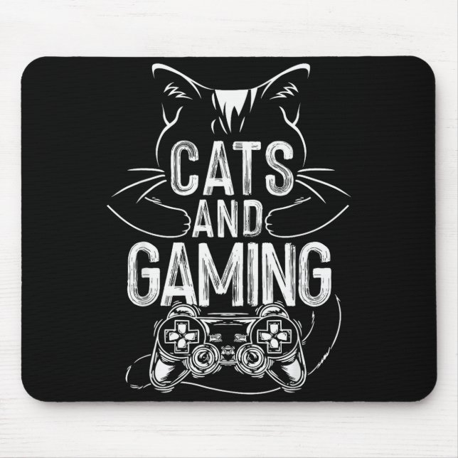 Cats And Gaming Funny For Gamer, Cat Lover, Cat Mo Mouse Pad (Front)
