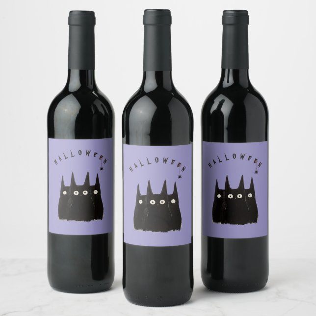 Cats and Halloween, personalized Wine Label (Bottles)
