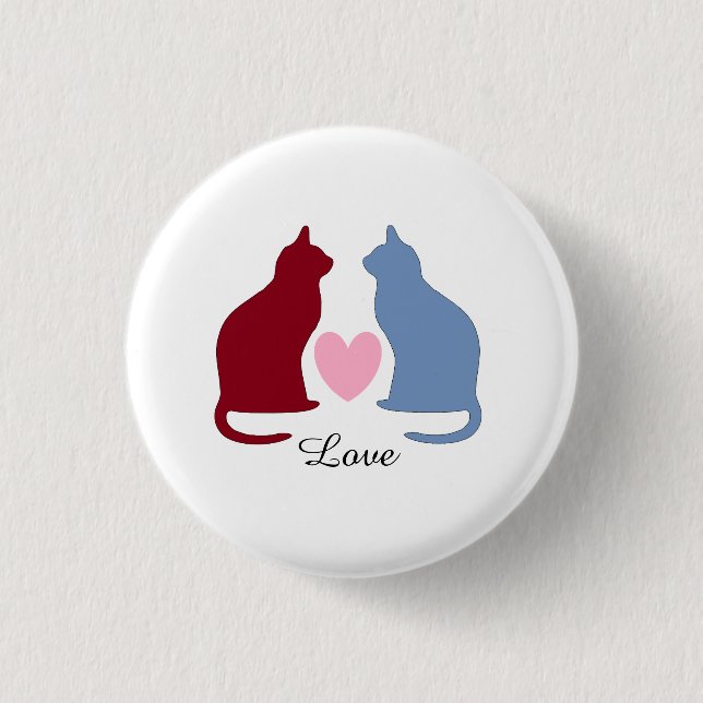 Cats and Heart 3 Cm Round Badge (Front)