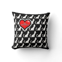 Cats and Heart Throw Pillow