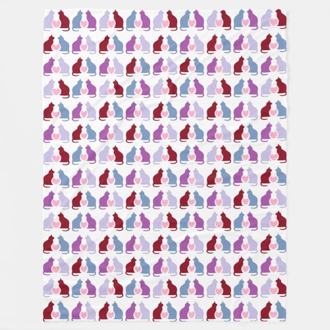 Cats and Hearts Fleece Blanket (Front)