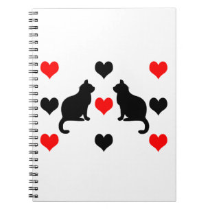 Cats and hearts pattern notebook