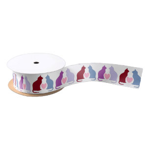 Cats and Hearts Satin Ribbon