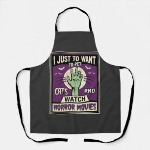 Cats And Horror Movies Halloween Design Apron