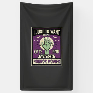 Cats And Horror Movies Halloween Design Banner