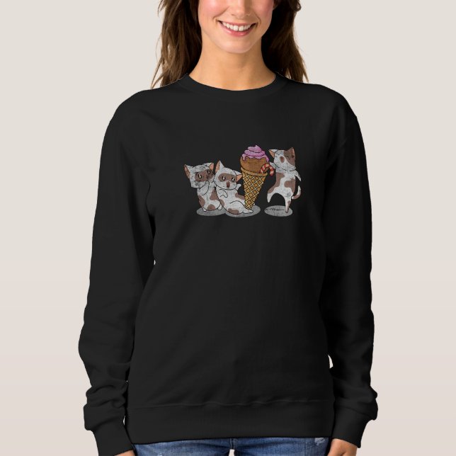 Cats And Ice Cream Summer Dessert Gelato Cat Mom D Sweatshirt (Front)