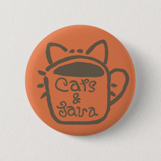 Cats and Java Brown Outline 6 Cm Round Badge