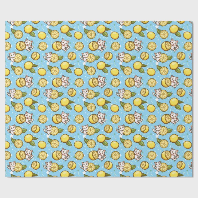 Cats and Lemons Wrapping Paper (Flat)