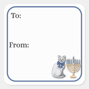 Cats and Menorahs Gift Sticker
