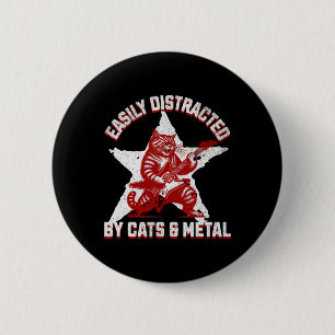 Cats And Metal Fan Music Metalhead Heavy Rock Star 6 Cm Round Badge