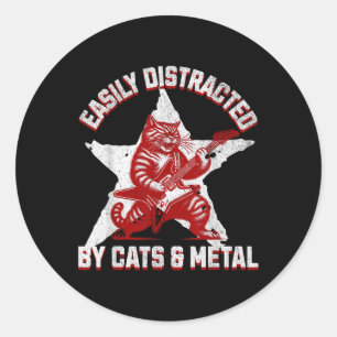 Cats And Metal Fan Music Metalhead Heavy Rock Star Classic Round Sticker