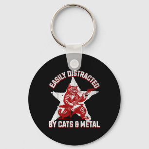 Cats And Metal Fan Music Metalhead Heavy Rock Star Key Ring