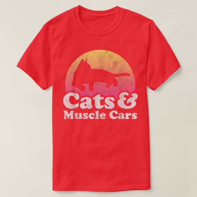 Cats and Muscle Cars Mens or Womens Cat and Muscle T-Shirt (Design Front)