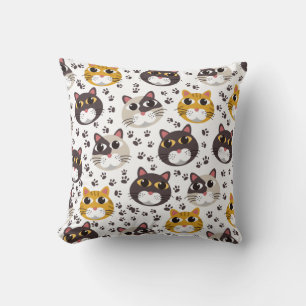 Cats and paw prints pattern cushion