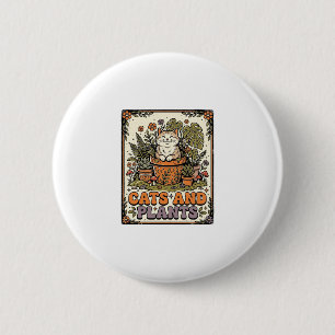 Cats And Plants Cat Plants Cottagecore Vintage 6 Cm Round Badge