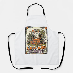 Cats And Plants Cat Plants Cottagecore Vintage Apron