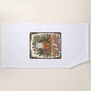 Cats And Plants Cat Plants Cottagecore Vintage Beach Towel
