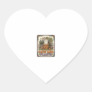 Cats And Plants Cat Plants Cottagecore Vintage Heart Sticker