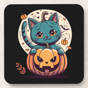 Cats and Pumpkins for a Happy Halloween! Coaster