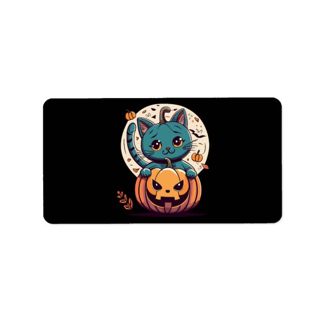Cats and Pumpkins for a Happy Halloween! Label (Front)