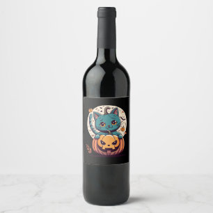 Cats and Pumpkins for a Happy Halloween! Wine Label