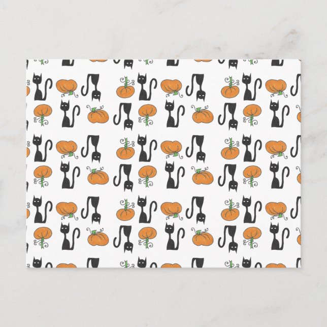 Cats and Pumpkins Postcard (Front)