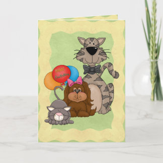 Cats and Puppy Birthday Card