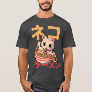 Cats and Ramen design kawaii anime Japanese Cat Ra T-Shirt