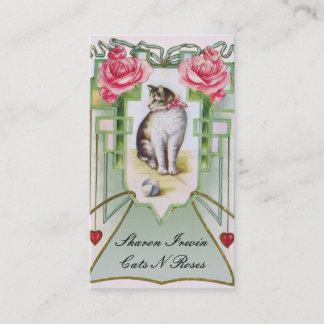 Cats and Roses Business Card Template
