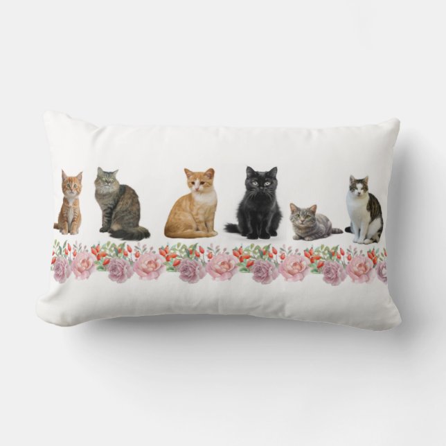 Cats and Roses Lumbar Cushion (Front)