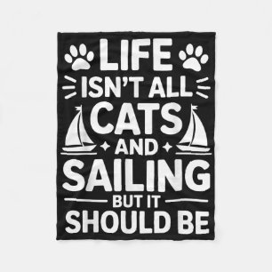 Cats And Sailing Sailboat Funny Sailing Fleece Blanket