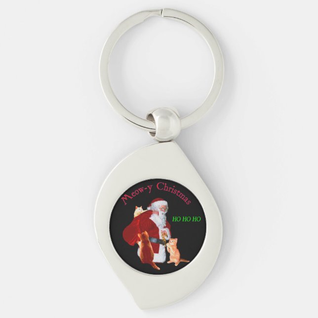 Cats and Santa Key Ring (Front)