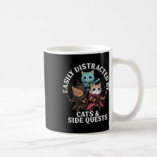 Cats And Side Quests Fantasy Gamer Cat Design Coffee Mug
