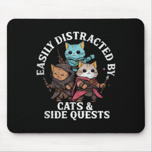 Cats And Side Quests Fantasy Gamer Cat Design  Mouse Pad