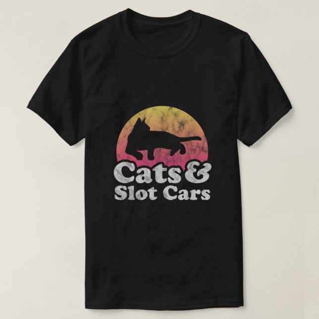 Cats and Slot Cars Mens or Womens Cat and Slot Car T-Shirt (Design Front)