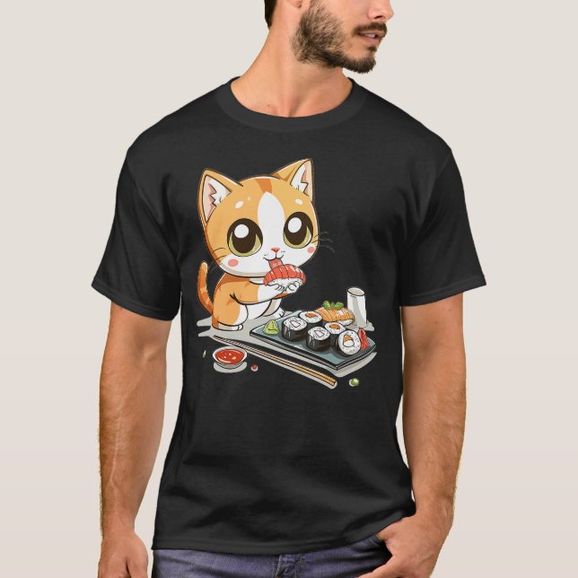 Cats and Sushi Japanese Food Kitten Kawaii Anime ( T-Shirt (Front)